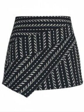 Haute Rogue Susan Geometric Mini Skirt Women's Sz. M asymmetrical Front overlay